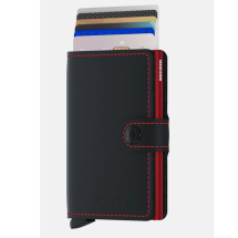 Secrid Matte Black Red Leather Miniwallet MM-Black & Red