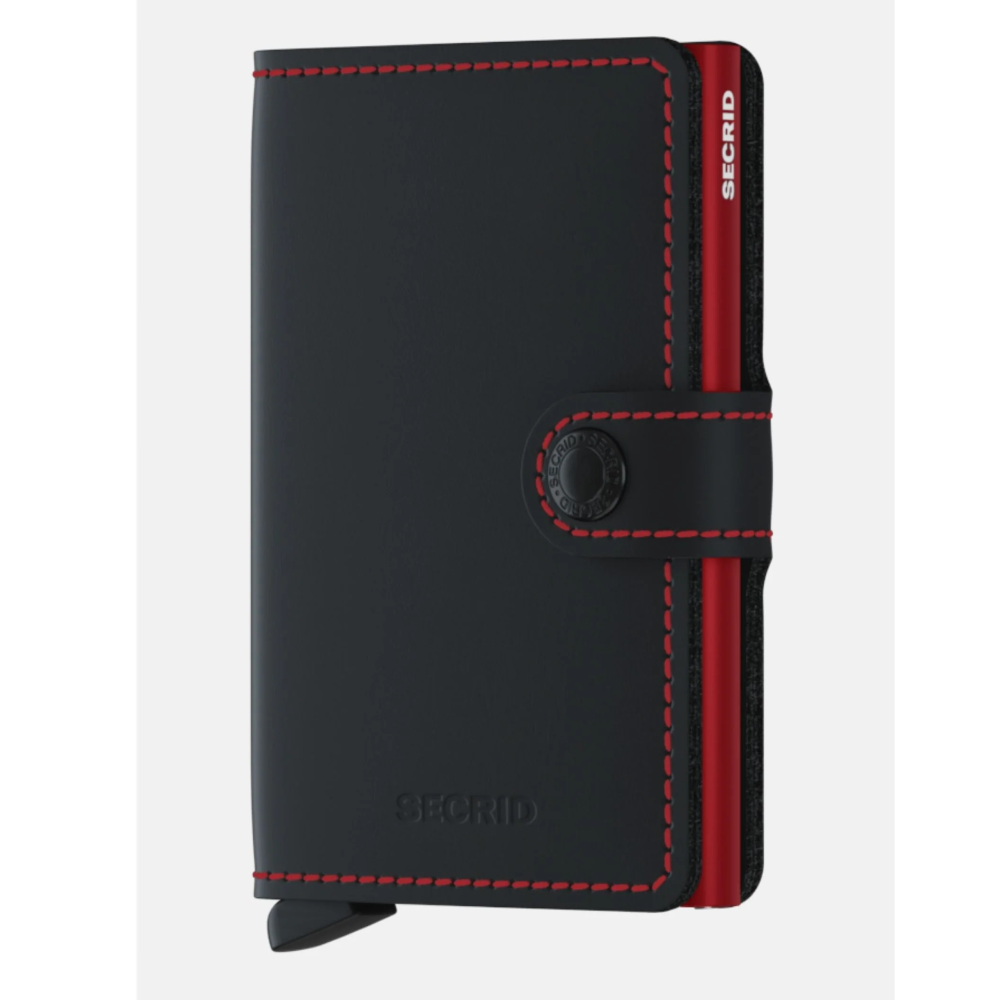 MM-Black-Red Secrid miniwallet Black and Red matte finish leather front image