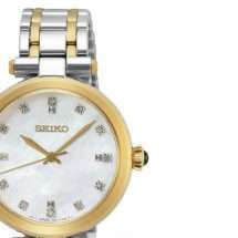 Seiko Womens Gold Steel Diamond Dial Watch HGH007P1