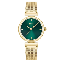 Boss Ladies Rosehill Gold Green Dial Mesh Watch 1502855