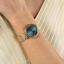 Boss Ladies Rosehill Gold Green Dial Mesh Watch 1502855