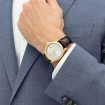 Boss Mens Langford Gold Case Leather Watch 1514357