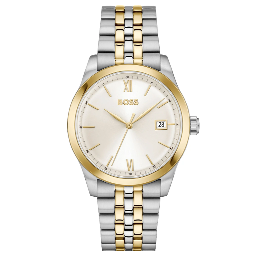 1514358 Hugo Boss gold and steel analogue dial watch front image