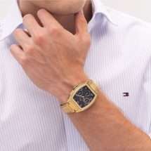 Tommy Hilfiger Oxford Gold Black Dial Watch 1710764
