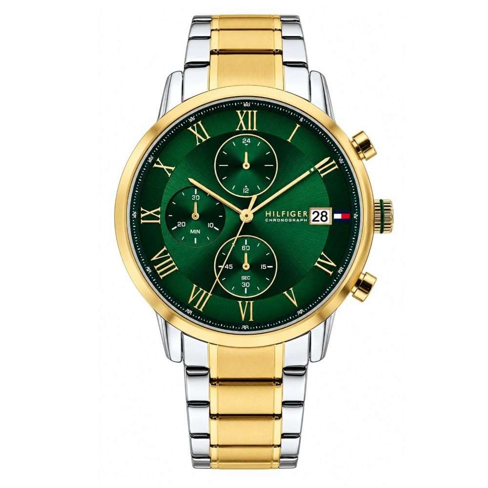 1710798 Tommy Hilfiger Kane gold steel green dial watch front image