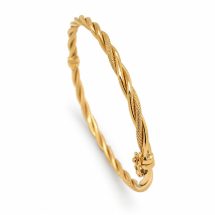 9ct Yellow Gold Twist Design Hinged Bangle