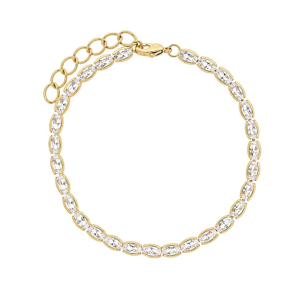 B1716-Radiant-eternity-tennis-bracelet-18k-gold-plated-burren-jewellery-front-image