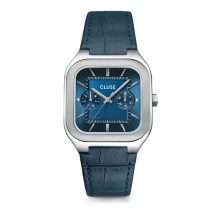 Cluse Quadras Men's Blue Leather Strap Watch CW26207