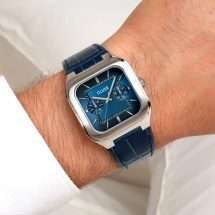 Cluse Quadras Men's Blue Leather Strap Watch CW26207