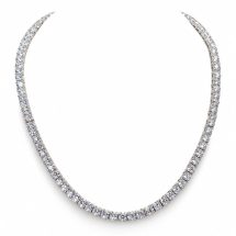 Sterling Silver 42cm CZ Set Round Brilliant Tennis Necklace