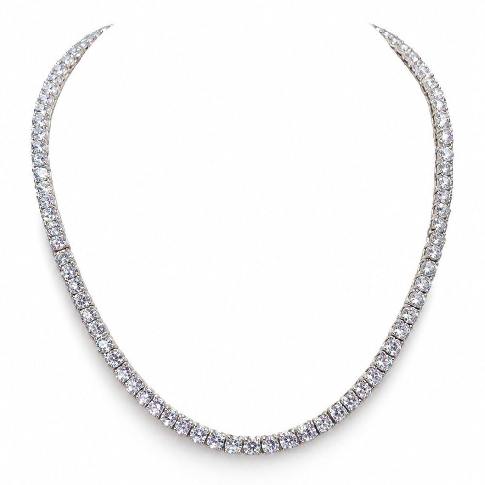 N2600009 Sterling silver cz set tennis style necklet front bust image