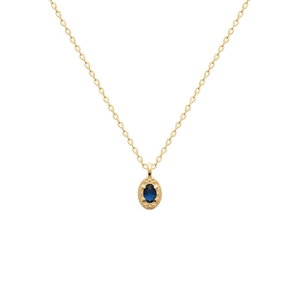 P1868-burren-jewellery-18k-gold-plate-pendant-oval-engraved-milgrain-sapphire-cz-chain-front-image P1868-burren-jewellery-18k-gold-plate-pendant-oval-engraved-milgrain-sapphire-cz-chain-front-image